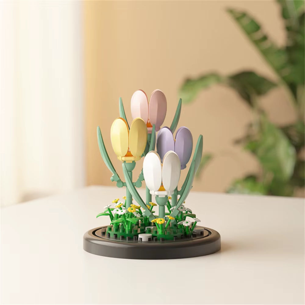 Eternal Flower Bouquet Bonsai Potted Plant Micro Building Blocks Model Home Decoration Toy for Kid Birthday Gift