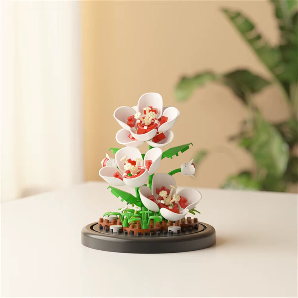 Eternal Flower Bouquet Bonsai Potted Plant Micro Building Blocks Model Home Decoration Toy for Kid Birthday Gift