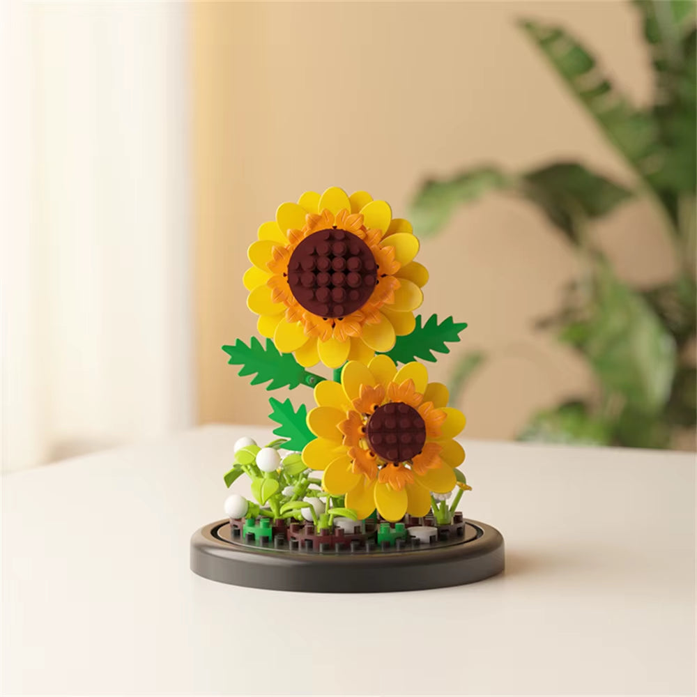 Eternal Flower Bouquet Bonsai Potted Plant Micro Building Blocks Model Home Decoration Toy for Kid Birthday Gift