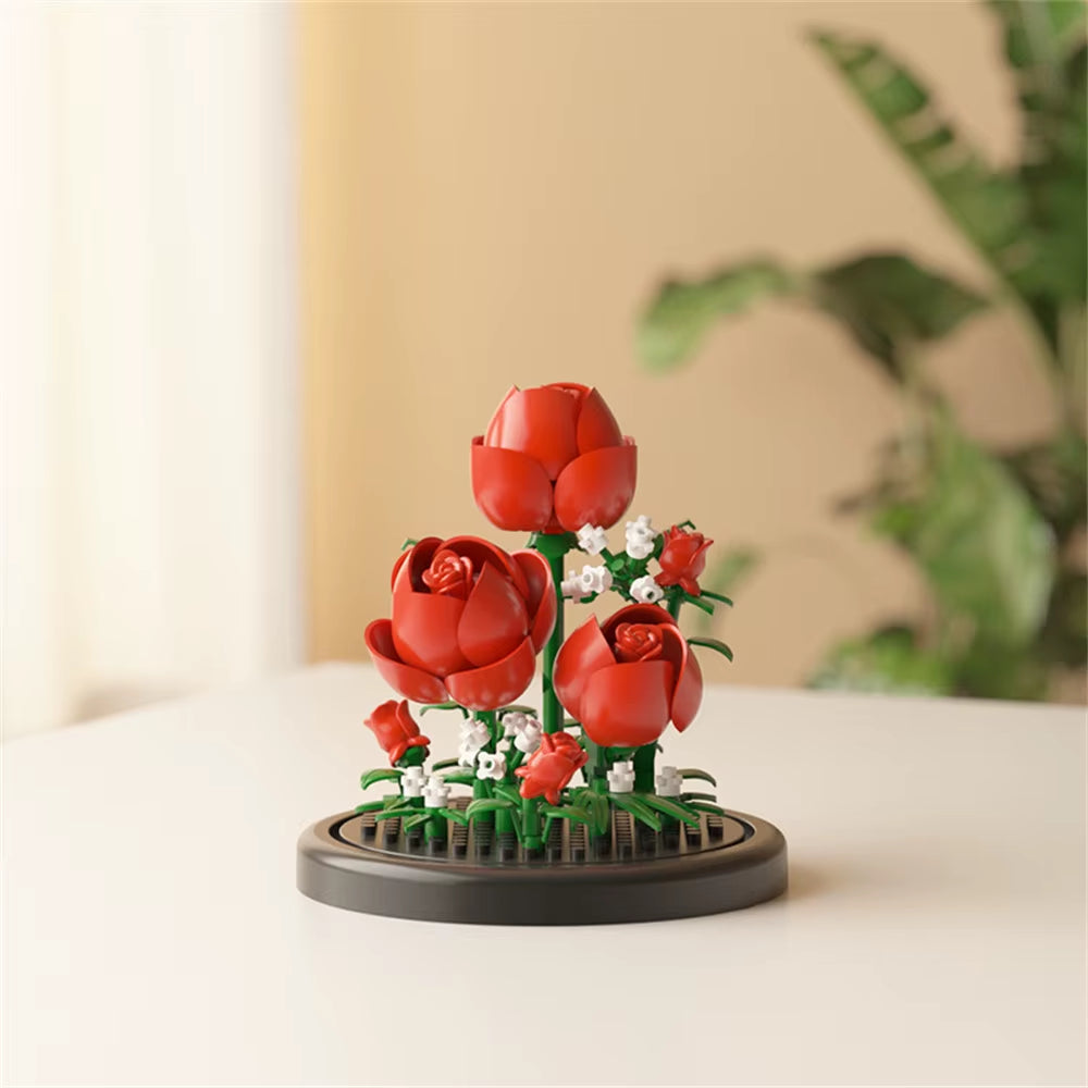 Eternal Flower Bouquet Bonsai Potted Plant Micro Building Blocks Model Home Decoration Toy for Kid Birthday Gift