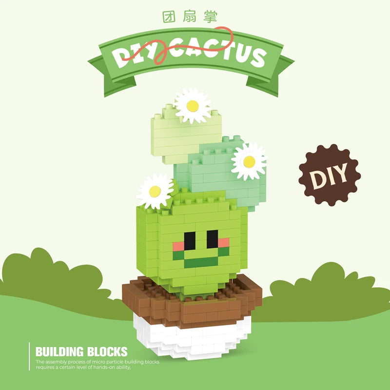 New Product Simulation Succulents, Cactus Building Blocks, Flowers, DIY Educational Assembling Toys, Potted Plant Decorations