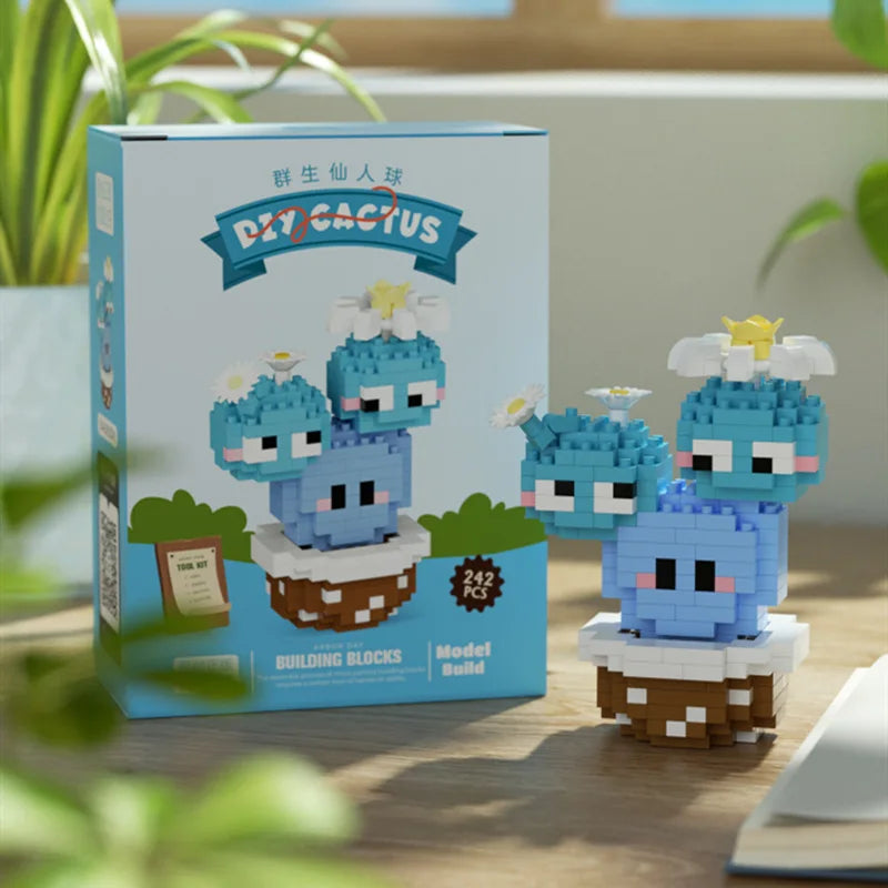 New Product Simulation Succulents, Cactus Building Blocks, Flowers, DIY Educational Assembling Toys, Potted Plant Decorations