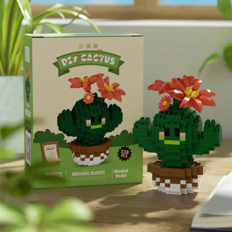 New Product Simulation Succulents, Cactus Building Blocks, Flowers, DIY Educational Assembling Toys, Potted Plant Decorations