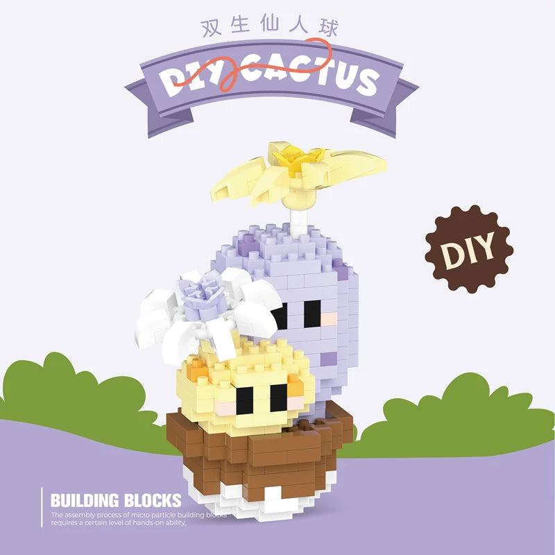 New Product Simulation Succulents, Cactus Building Blocks, Flowers, DIY Educational Assembling Toys, Potted Plant Decorations