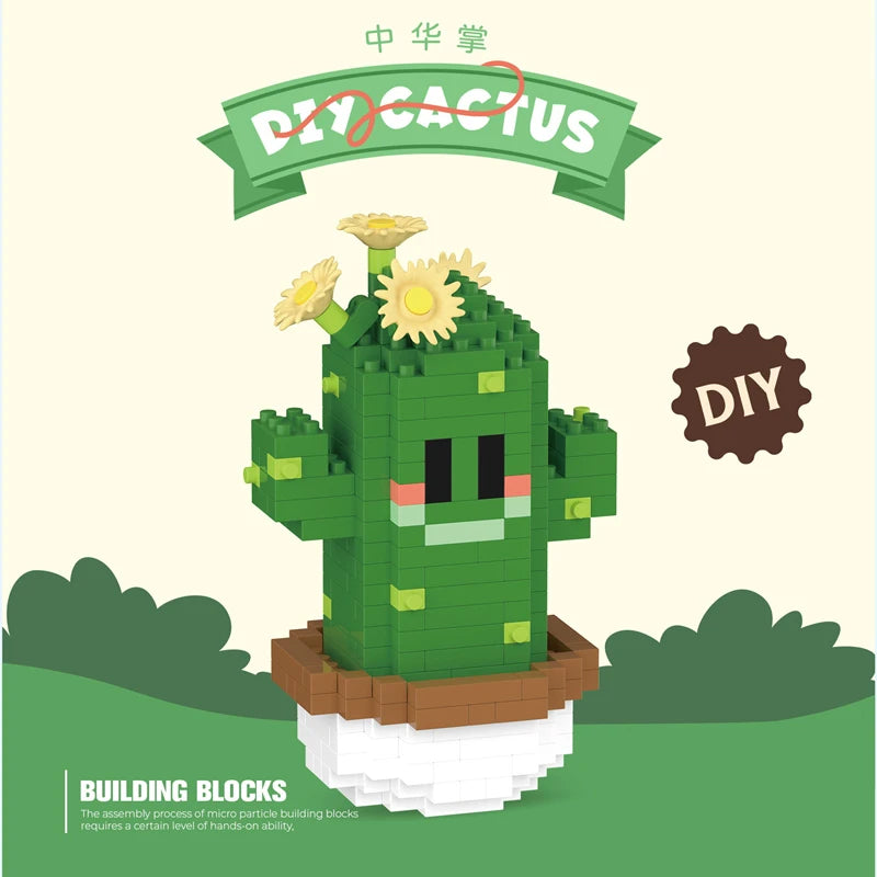 New Product Simulation Succulents, Cactus Building Blocks, Flowers, DIY Educational Assembling Toys, Potted Plant Decorations