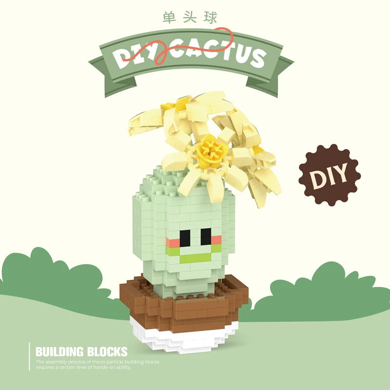 New Product Simulation Succulents, Cactus Building Blocks, Flowers, DIY Educational Assembling Toys, Potted Plant Decorations