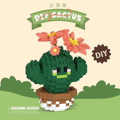 New Product Simulation Succulents, Cactus Building Blocks, Flowers, DIY Educational Assembling Toys, Potted Plant Decorations