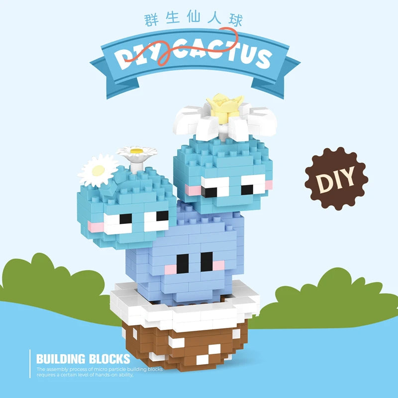 New Product Simulation Succulents, Cactus Building Blocks, Flowers, DIY Educational Assembling Toys, Potted Plant Decorations